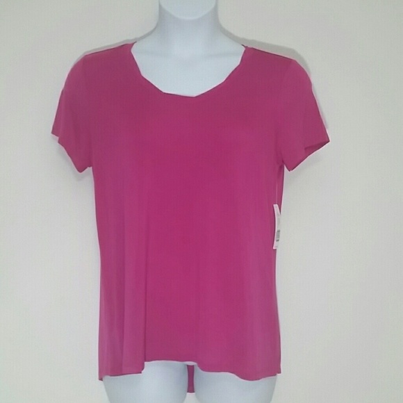 T-shirt hi lo short sleeve Dark pink Round neckline NWT - Picture 1 of 3